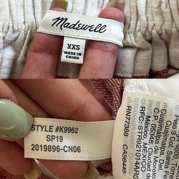 Madewell Huston Size XXS Linen Cotton Wide Leg Evely Stripe Pull On Crop Pants - Picture 8 of 13